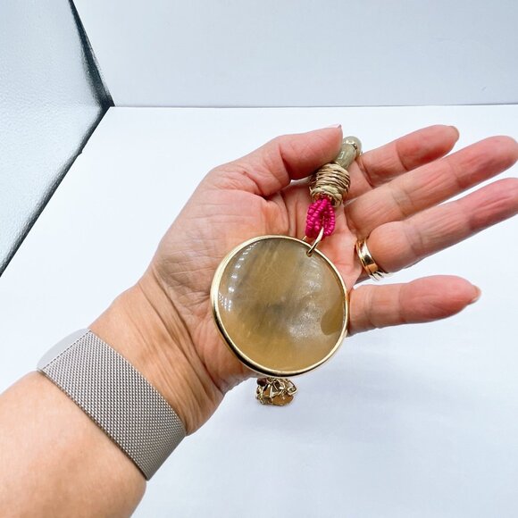 Chico's Layered Pendant Necklace With Pink & Beads Adjustable Chain - Picture 8 of 8